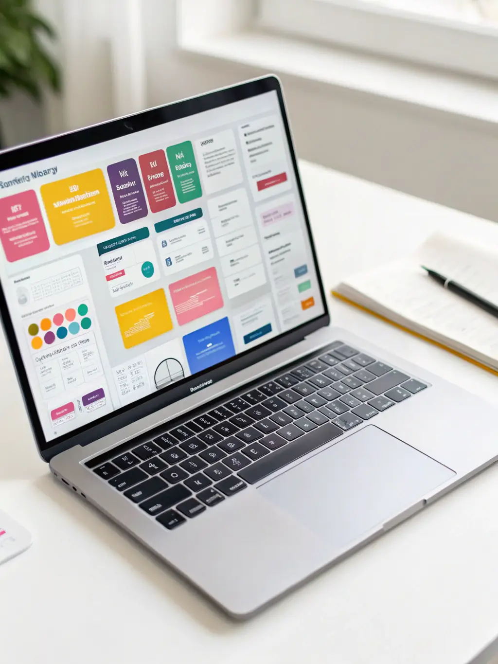 A clean and modern interface design mockup displayed on a laptop screen, showcasing Elluminent's focus on user-centered design in custom software projects.