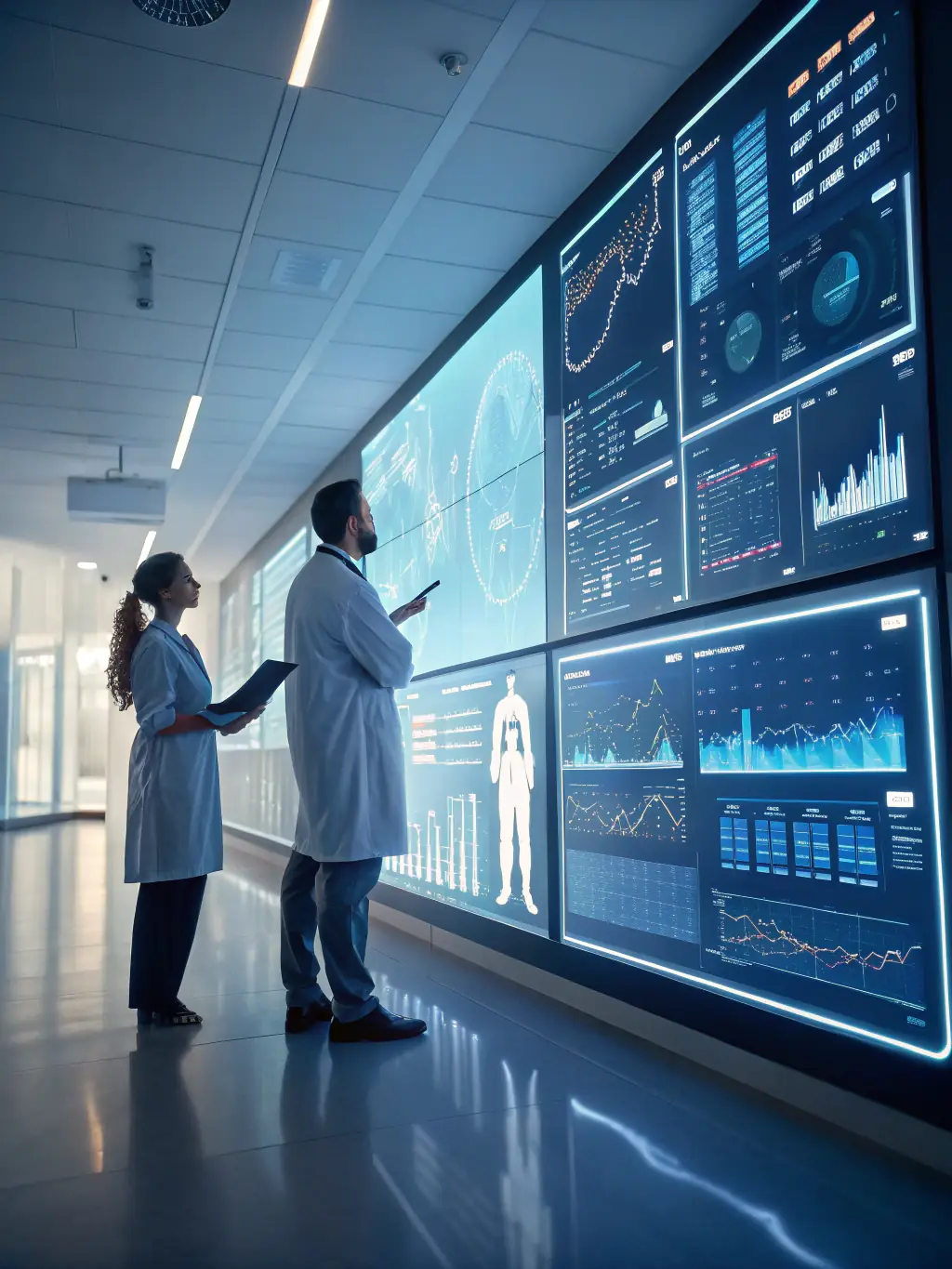 A detailed view of a healthcare analytics dashboard displaying key performance indicators (KPIs) and data visualizations.