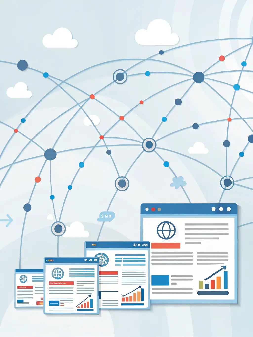 A clean, modern icon representing scalable software development, with interconnected nodes symbolizing flexibility and growth, set against a professional blue background.